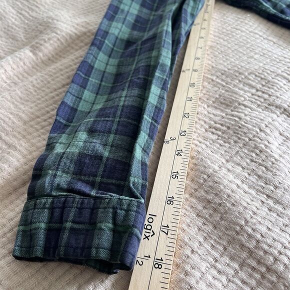 ASOS Plaid Button Up Long Sleeve Slim Fit Shirt Mens Sz XL Navy Green Flannel - Picture 9 of 9